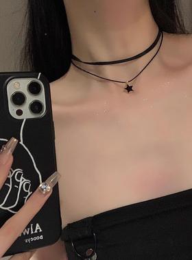 MaisonCleo黑色颈链项圈女颈带小众锁骨链项链配饰