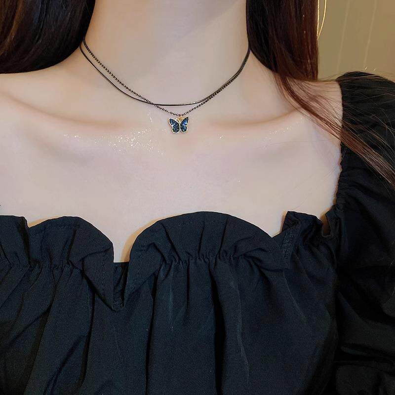 MaisonCleo黑色蝴蝶项链女2026新款小众锁骨链高级感裙子配饰