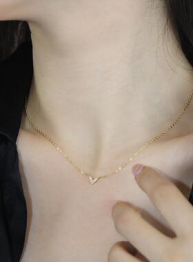 MaisonCleo纯银细闪爱心锁骨链