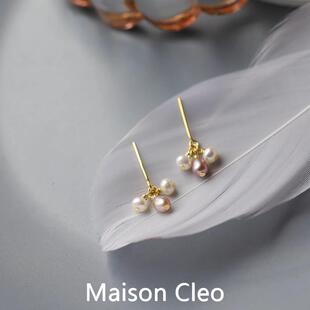 MaisonCleo「温柔雅意」精致纯银淡水珍珠耳钉女法式迷你复古耳饰