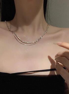 MaisonCleo碎银双层锁骨链女款
