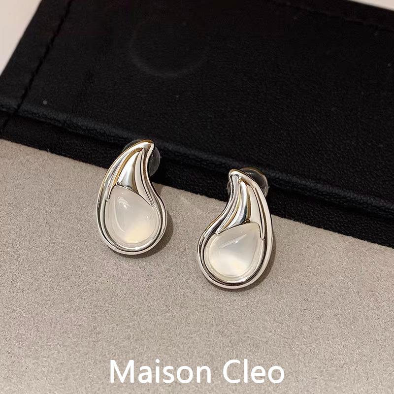 MaisonCleo小众冷淡风白玉髓耳钉