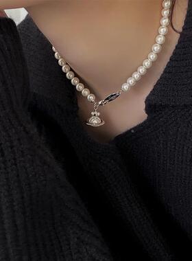 S925纯银星球珍珠毛衣链