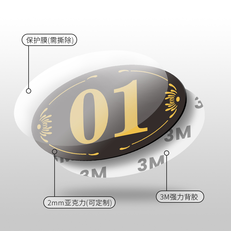 亚克力数字号码牌定制餐桌座位编号标识提示牌贴储物柜子编号牌更