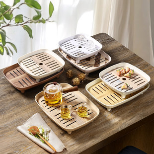 希尔茶具茶盘茶杯水杯沥水盘托盘长方形家用轻奢现代高级感干泡台