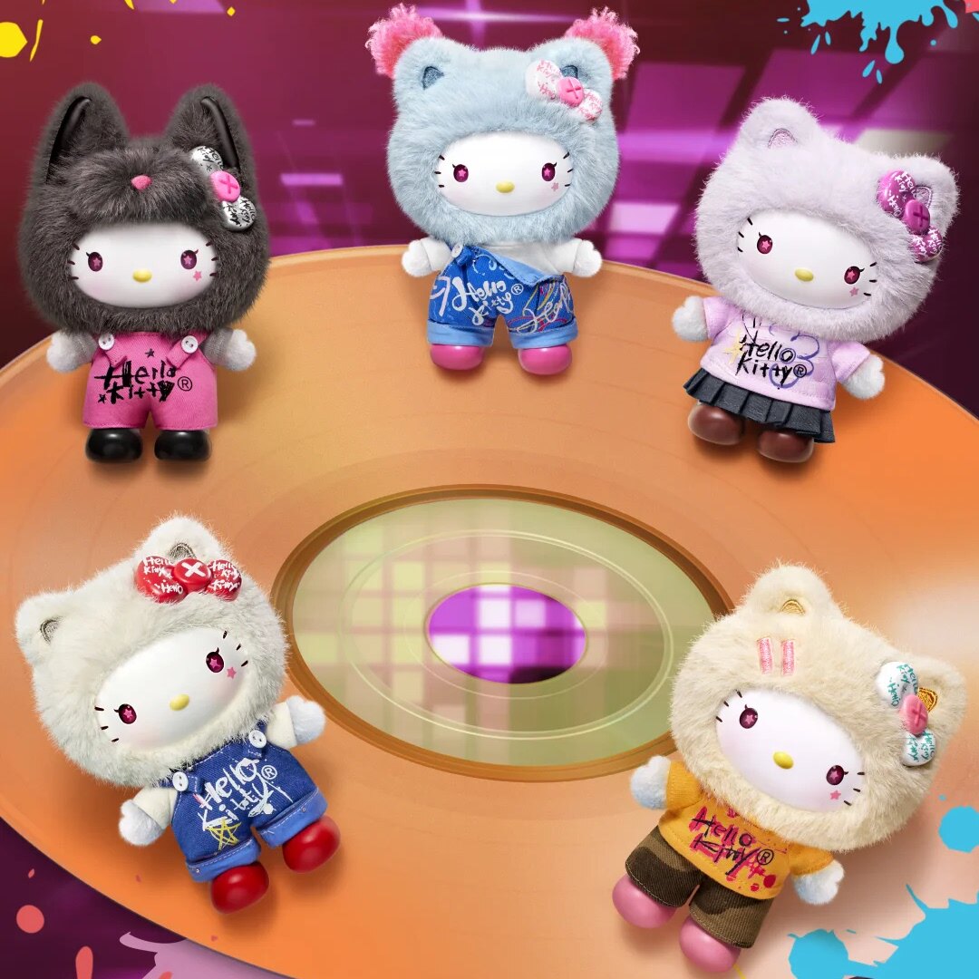 miniso名创优品Hello Kitty家族涂鸦系列盲盒潮玩搪胶毛绒挂件