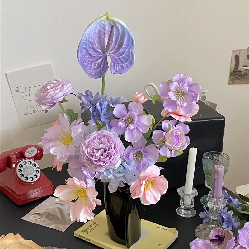 速发神仙色系花成品高 质感氛围家插花假花花艺餐桌感居民宿装饰