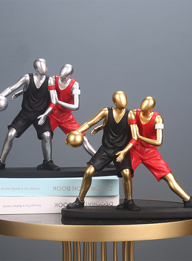 速发简约桌球运动人物轻奢高档篮件书房书柜房间办公桌摆面装饰品