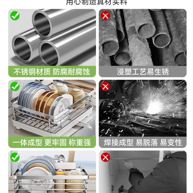 304不锈钢沥水架碗架厨房台面碗碟盘子餐L具收纳置物架碗盘沥水篮
