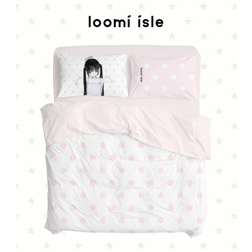 loomiisle小众原创设计粉绿四叶草100棉高密全棉四件套