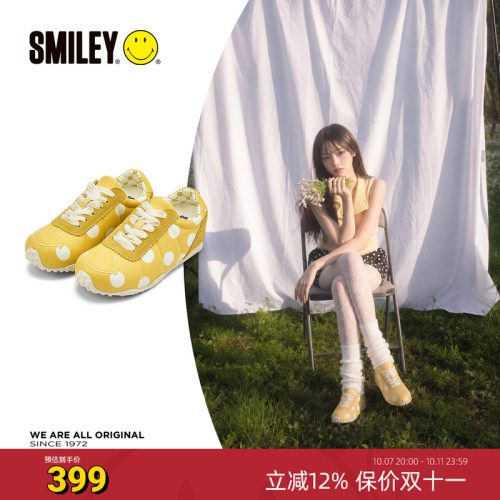 SMILEY笑脸黄色星星增高波点板鞋
