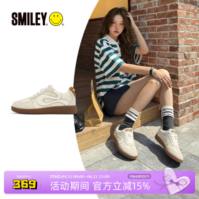 SMILEY笑脸白色女德训鞋子