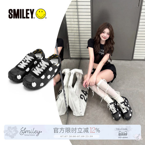 SMILEY笑脸黑色星星增高波点板鞋