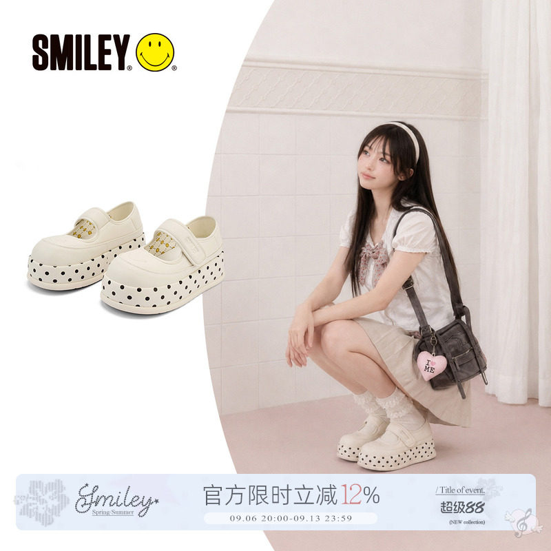 SMILEY笑脸波点女厚底玛丽珍鞋子图片