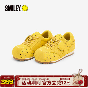 SMILEY笑脸圆头黄色波点南瓜厚底增高阿甘鞋女复古时尚百搭休闲鞋