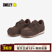 百搭休闲鞋 SMILEY笑脸圆头棕色波点南瓜厚底增高阿甘鞋 女复古时尚