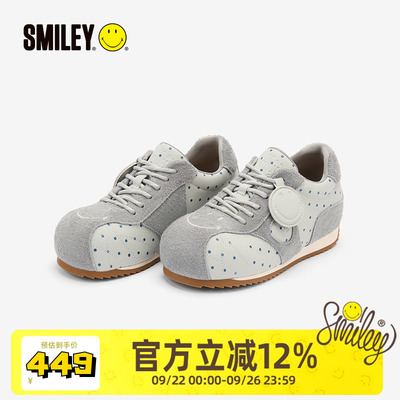 SMILEY笑脸灰色波点女南瓜阿甘鞋