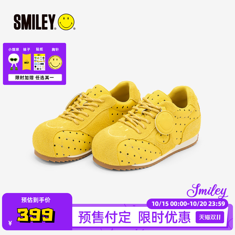 SMILEY笑脸黄色波点女南瓜阿甘鞋