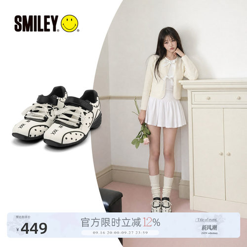 SMILEY笑脸白色女波点运动玛丽珍