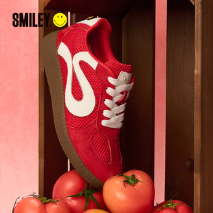 SMILEY笑脸春季糖果罐系列红色女增高德训鞋透气运动休闲板鞋子