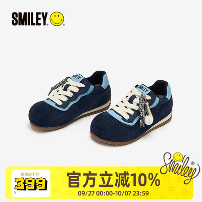 SMILEY笑脸蓝厚底增高大头阿甘鞋