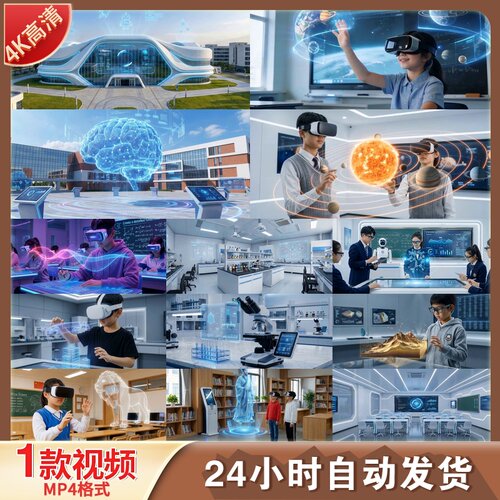 高清智慧校园未来科技VR人工智能智能课堂沉浸式教育视频素材