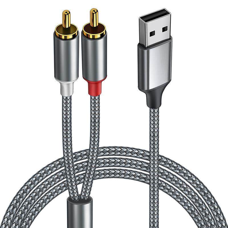 usb一分二双莲花头2rca插头连接线功放音响音箱效果器直播声卡音