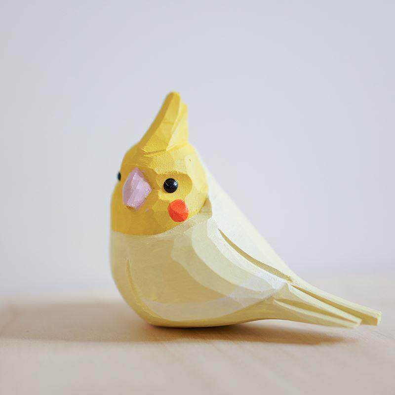 木刻自习室|木雕小鸟 玄凤鹦鹉 可爱治愈纯手工桌面摆件新年礼物