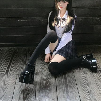 170高个子加长过膝袜纯欲jk白色丝袜日系防滑显瘦薄款微压大腿袜