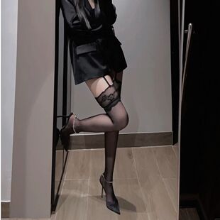 蕾丝吊带袜ins纯欲风丝袜穿搭性感出街长袜过膝装 饰黑丝袜伴侣袜