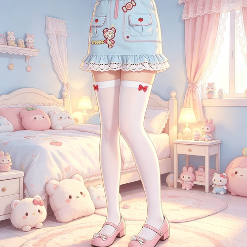 立体百搭蝴蝶结过膝袜lolita萝莉白丝高筒袜天鹅绒甜妹JK袜子女