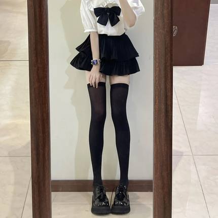 白色冰丝过膝袜夏季薄款jk小腿袜中长高筒女学生压力瘦腿防晒袜子