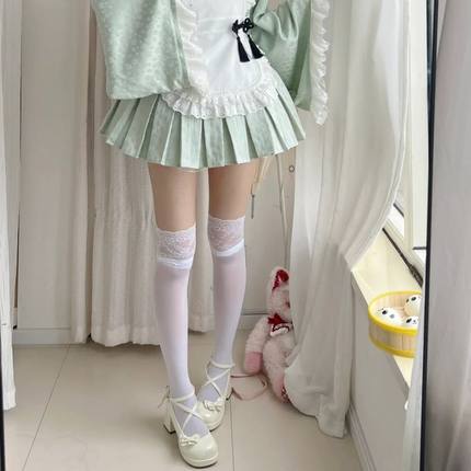 蕾丝花边百搭长袜jk风 芭蕾感小腿袜过膝长袜女ins韩系配靴袜中筒