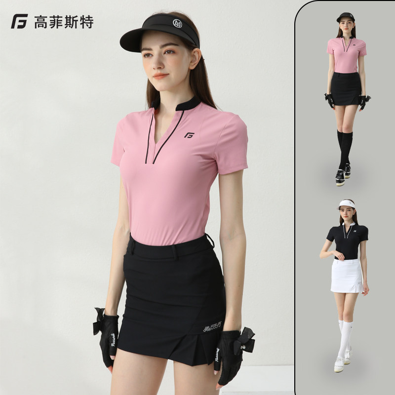特价高尔夫网球女装夏季polo杉短袖透气速干弹力上衣裙子golf套装
