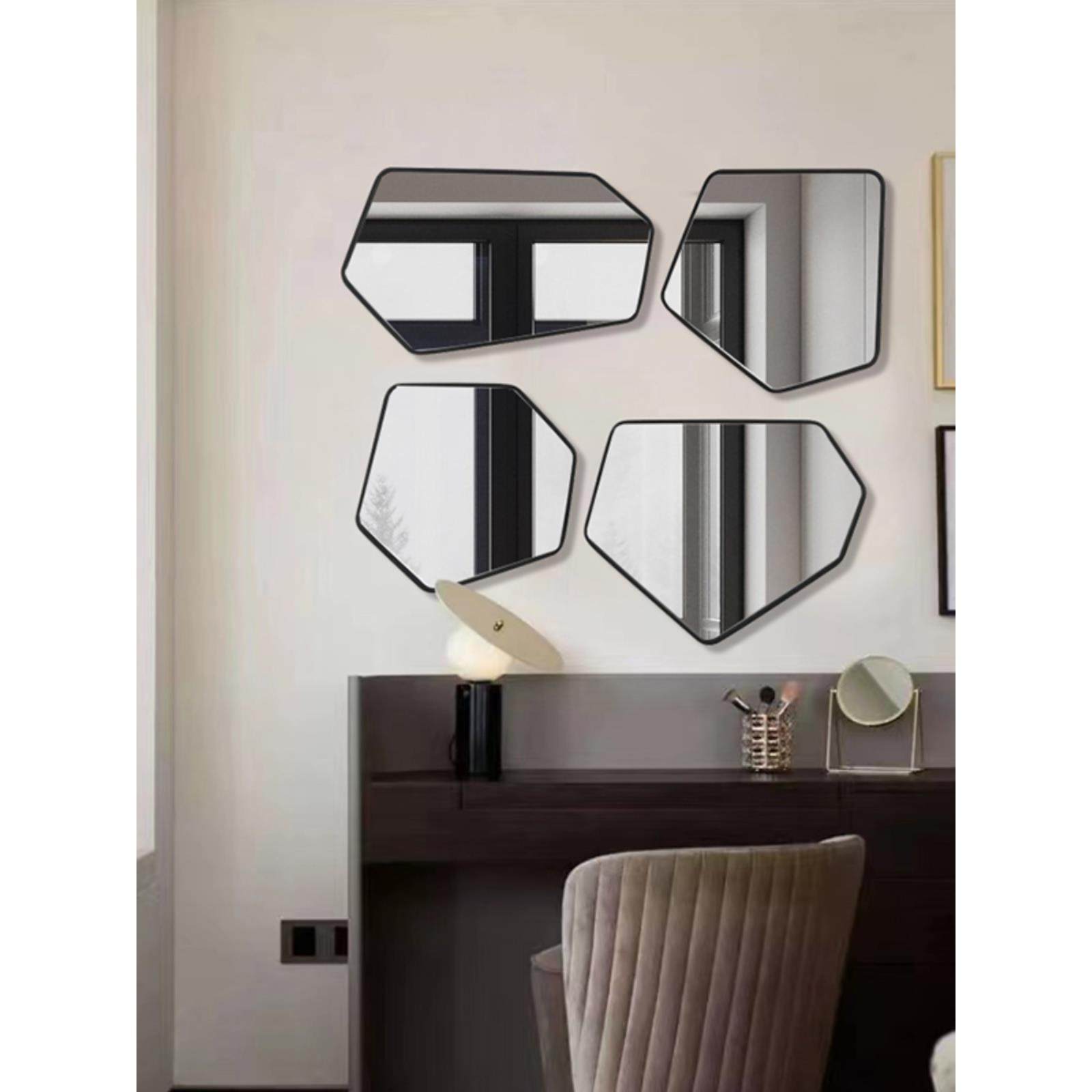 现代简约装饰镜LED灯浴室镜玄关组合挂镜 卧室轻奢梳妆镜软装定制