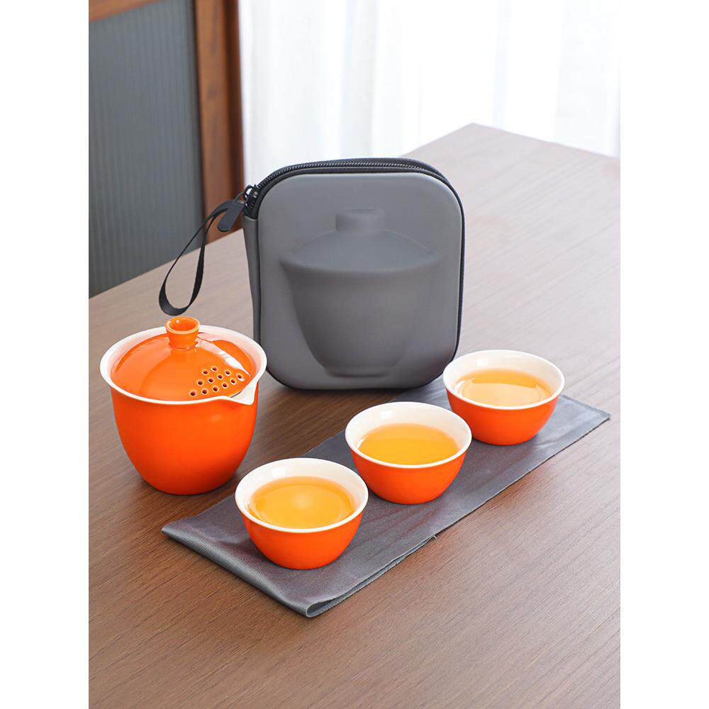 黑陶旅行功夫茶具单人一壶两三杯便户外携式随身泡茶小套装快客杯