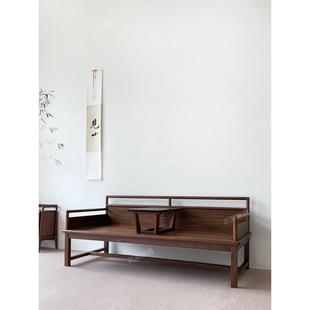 新中式实木罗汉床沙发贵妃榻全实木新款北美黑胡桃木家用客厅沙发