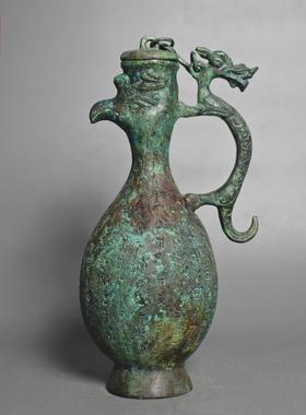 仿古青铜器鹰嘴龙形手提酒壶盛酒器工艺品摆件家居装饰送礼收藏