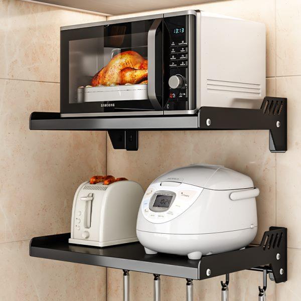 烤箱架挂墙上放厨房微波炉置物架免打孔子家用壁挂式挂架收纳支架