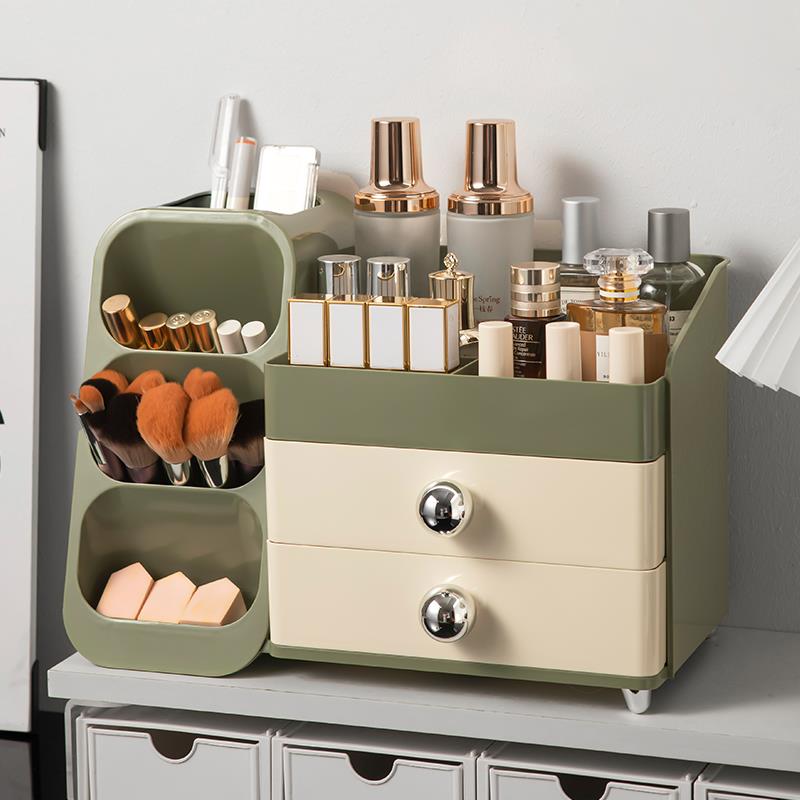 2025新款化妆品收纳盒桌面防尘整理分格高级感化妆台护肤品置物架