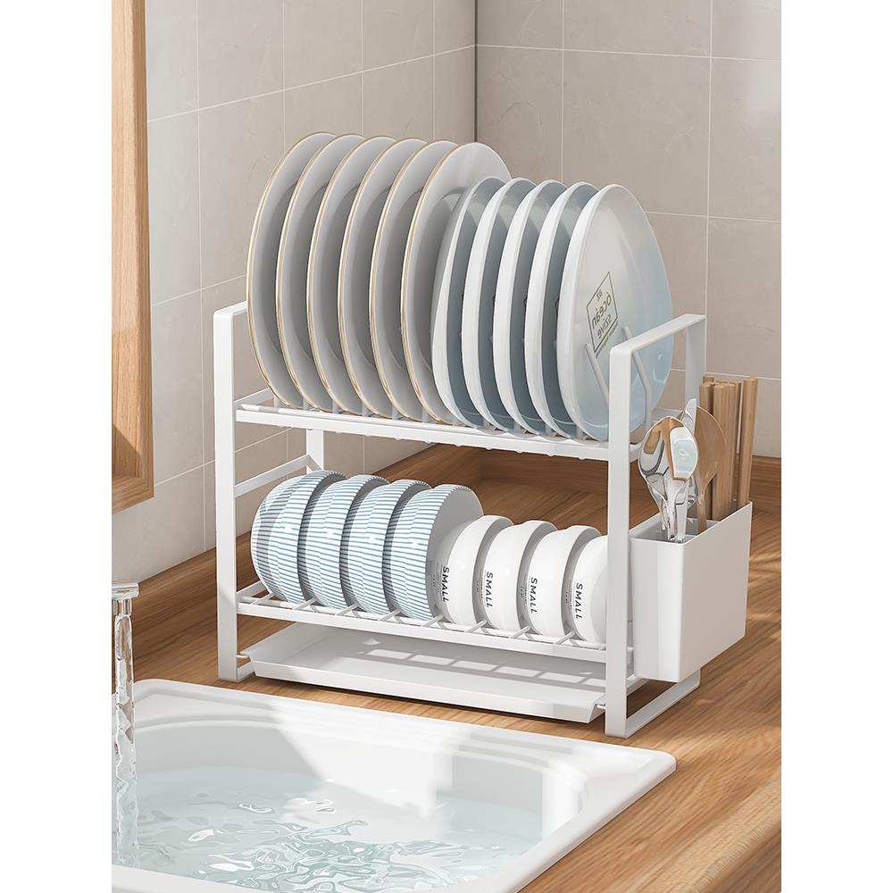 厨房碗盘沥水架台面免安装碗碟架窄小型水槽置物架双层碗碟收纳架