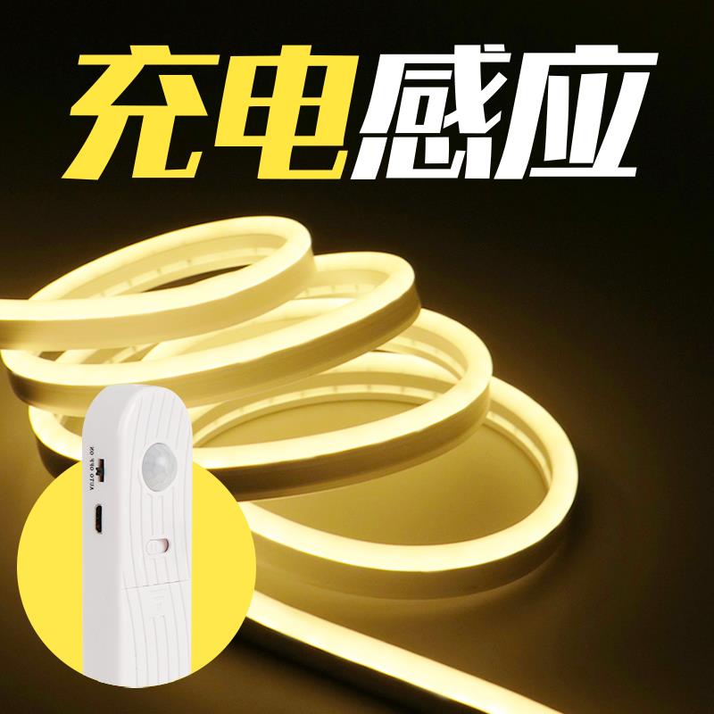 充电灯带长条感应粘贴手办展示免布线氛围灯人体衣柜卧室床头电池