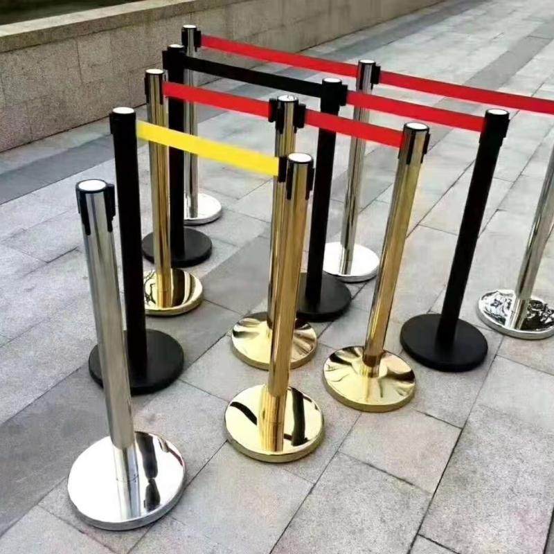 不锈钢银行柱一米线隔离带伸缩栏学校安全伸缩隔离带排队围栏栏杆