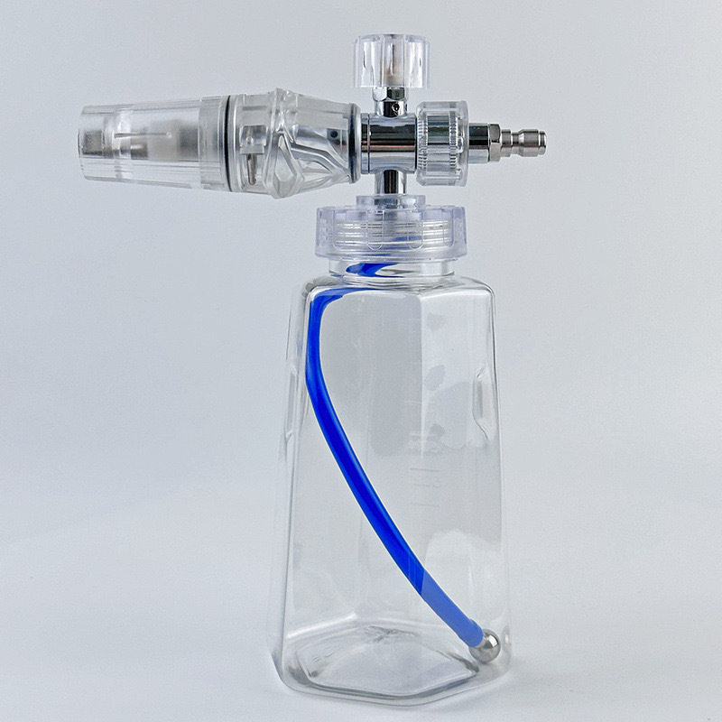 台州PA壶泡沫喷壶接高压洗车机高压水枪扇形透明大嘴纯铜电镀PA壶