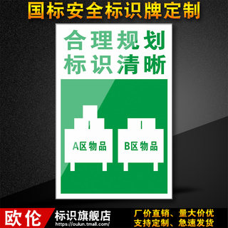 合理规划标识清晰消防安全标识牌警示标志提示标示标牌子贴纸亚克力定制车间施工生产标语仓库工地施工牌ZH47