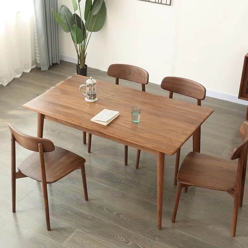 北美黑胡桃木全实木餐桌现代简约樱桃木橡木长方形桌子餐厅吃饭桌