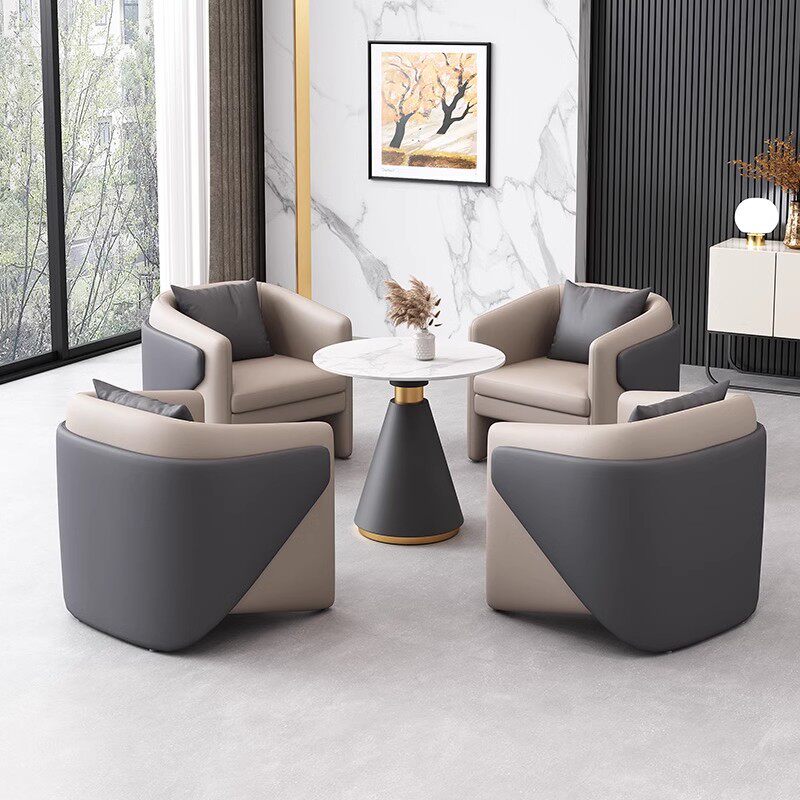 北欧轻奢洽谈沙发桌椅组合售楼部会客沙发一桌四椅办公室商务沙发