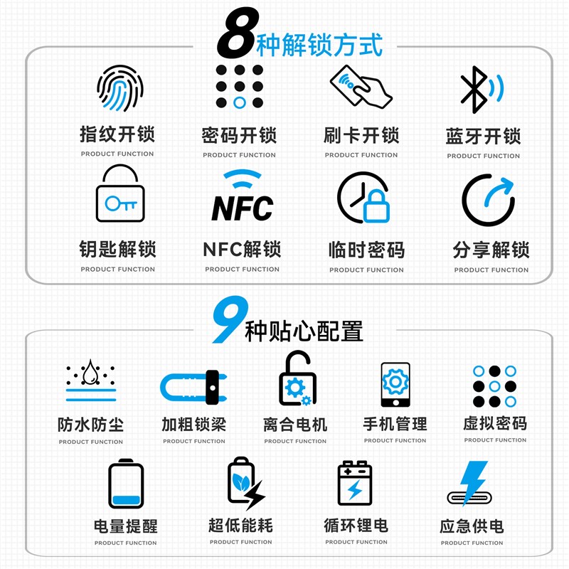 密码锁u型锁玻璃门指纹锁双开门商铺店面UL形插锁电子挂锁智能门
