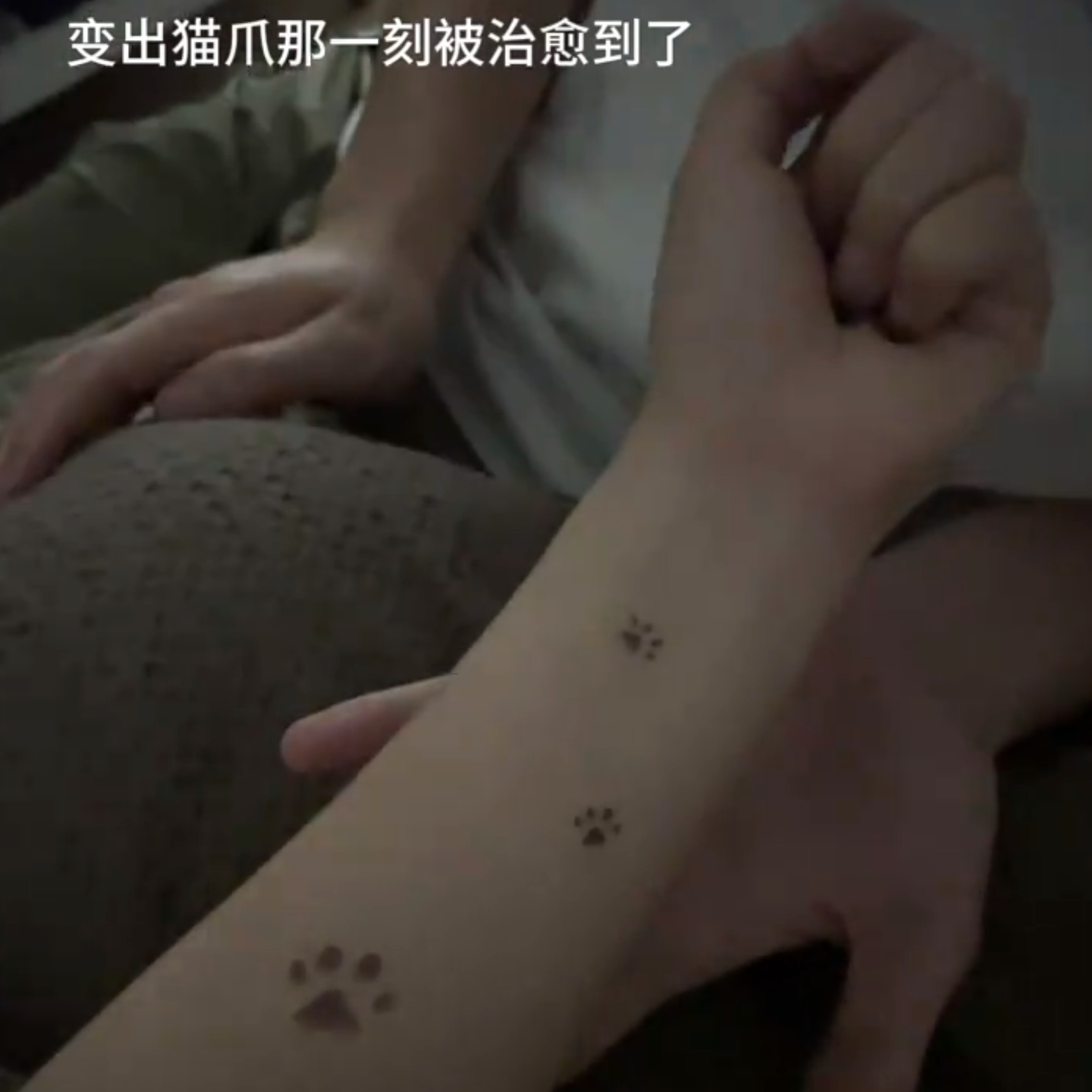 可爱迷你小猫小狗脚印草本纹身贴ins手腕高级逼真持久学生款防水