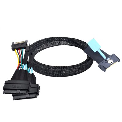 Slimline SAS MCIO 8i 74P转2个U.2 SFF8639+15P服务器数据连接线